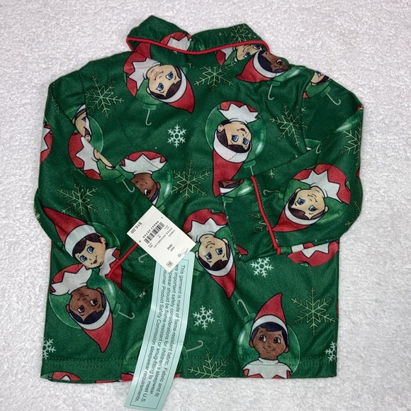 NWT Elf on the Shelf button down green Christmas pajama set 18m - Picture 5 of 8